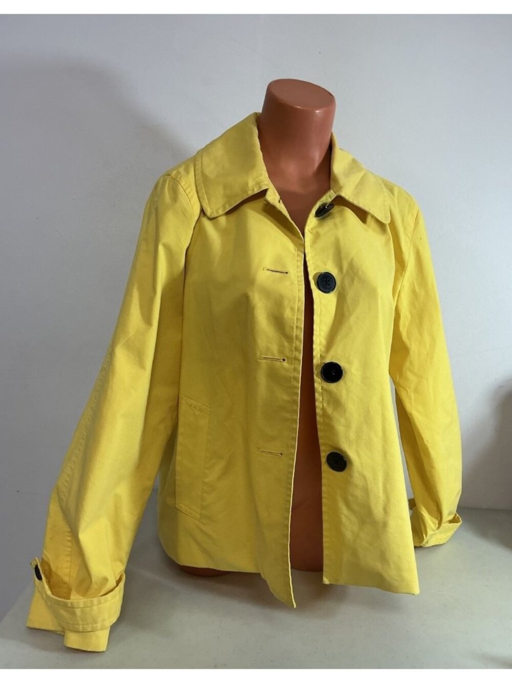 Chaps Jacket Yellow Crop Swing Coat Womens Large